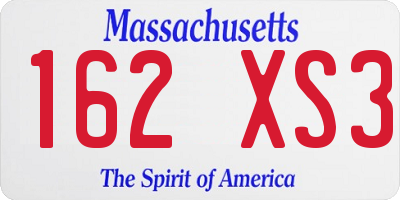MA license plate 162XS3