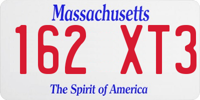 MA license plate 162XT3