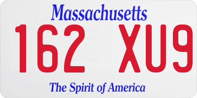 MA license plate 162XU9