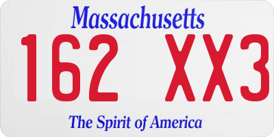 MA license plate 162XX3
