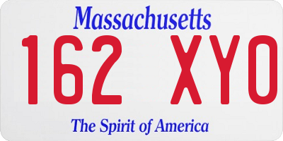 MA license plate 162XY0