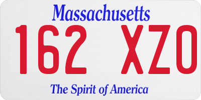 MA license plate 162XZ0