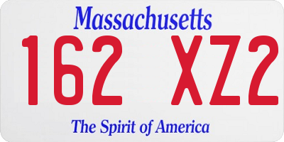 MA license plate 162XZ2