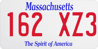 MA license plate 162XZ3