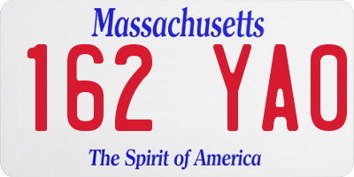 MA license plate 162YA0