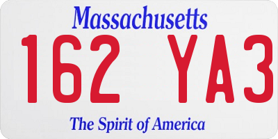 MA license plate 162YA3