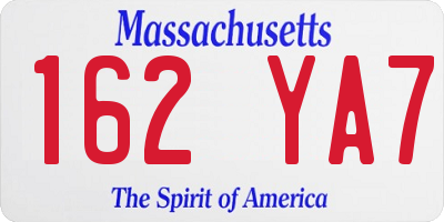 MA license plate 162YA7