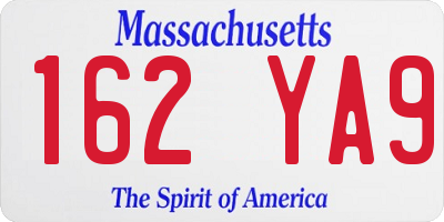 MA license plate 162YA9