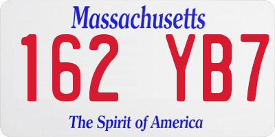 MA license plate 162YB7