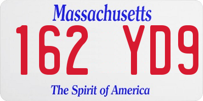 MA license plate 162YD9