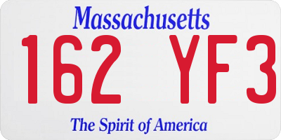 MA license plate 162YF3