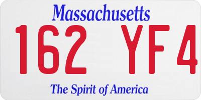 MA license plate 162YF4