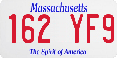 MA license plate 162YF9