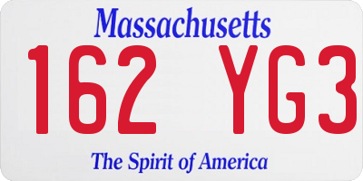 MA license plate 162YG3