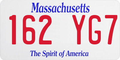 MA license plate 162YG7
