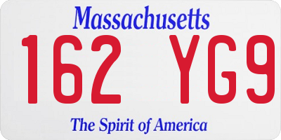MA license plate 162YG9