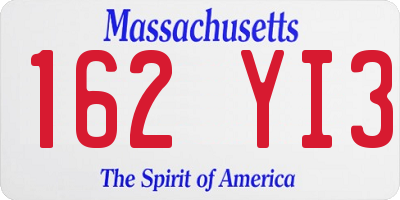 MA license plate 162YI3
