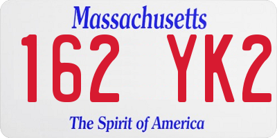MA license plate 162YK2