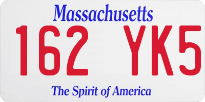 MA license plate 162YK5