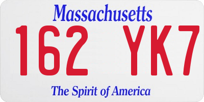 MA license plate 162YK7