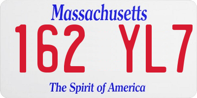 MA license plate 162YL7