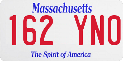 MA license plate 162YN0