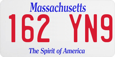 MA license plate 162YN9
