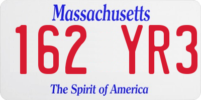 MA license plate 162YR3