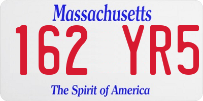 MA license plate 162YR5