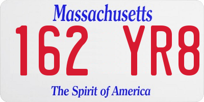 MA license plate 162YR8