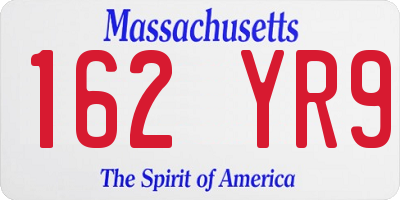 MA license plate 162YR9