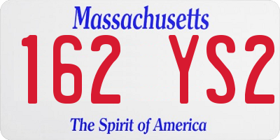 MA license plate 162YS2