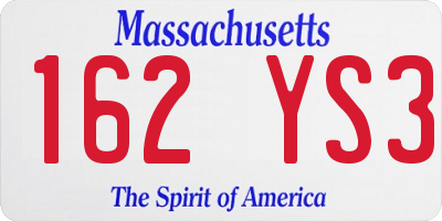MA license plate 162YS3