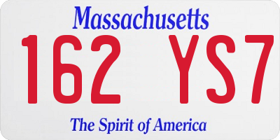 MA license plate 162YS7