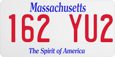 MA license plate 162YU2