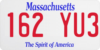 MA license plate 162YU3