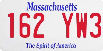 MA license plate 162YW3