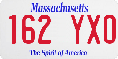 MA license plate 162YX0