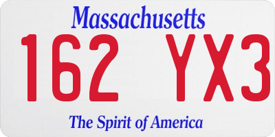 MA license plate 162YX3
