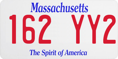 MA license plate 162YY2