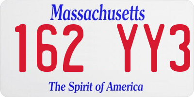 MA license plate 162YY3