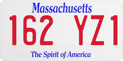 MA license plate 162YZ1