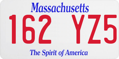 MA license plate 162YZ5