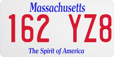 MA license plate 162YZ8