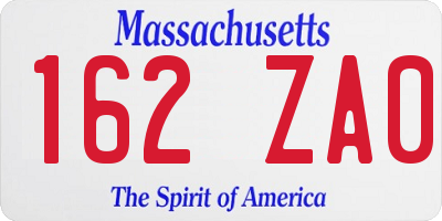 MA license plate 162ZA0