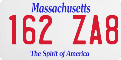 MA license plate 162ZA8