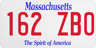 MA license plate 162ZB0