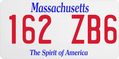 MA license plate 162ZB6