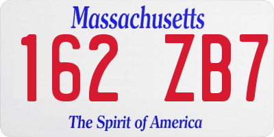 MA license plate 162ZB7