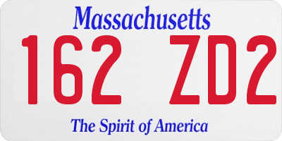 MA license plate 162ZD2